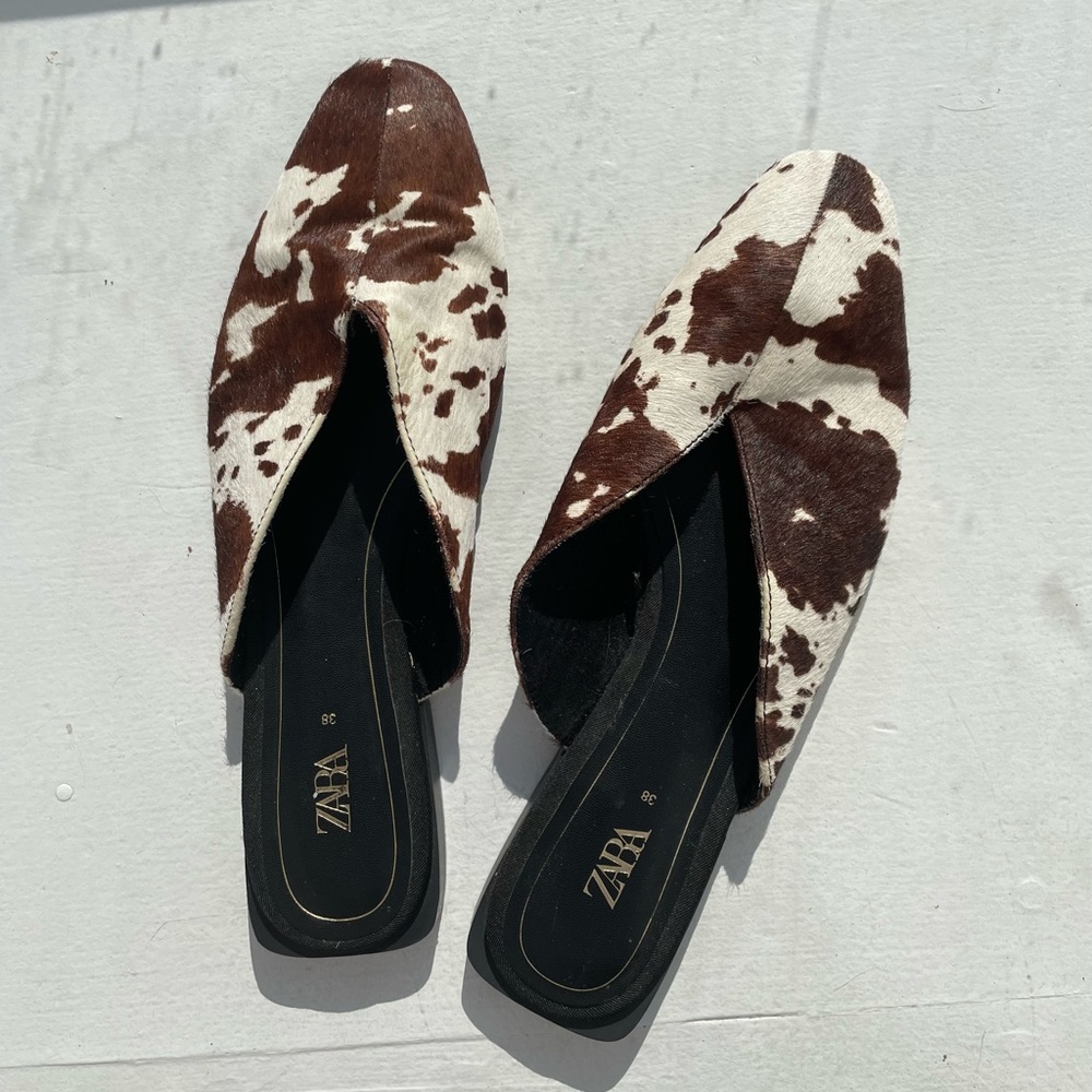 Zara cow print flats